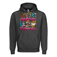 Charcoal Heather more espresso less depresso Zipper Hoodie - Zillion Design Studio
