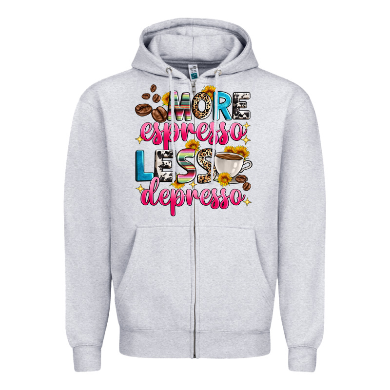 More Espresso Less Depresso Zipper Hoodie by Zillion Design Studio | Teevron