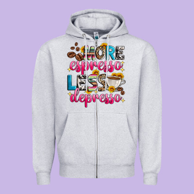 More Espresso Less Depresso Zipper Hoodie Designed By Zillion Design Studio