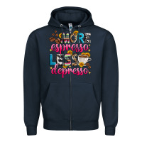 Navy more espresso less depresso Zipper Hoodie - Zillion Design Studio
