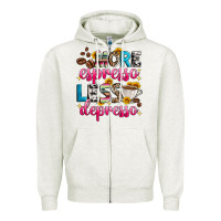 Oatmeal Heather more espresso less depresso Zipper Hoodie - Zillion Design Studio