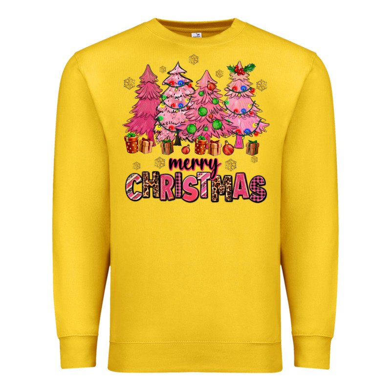Pink Christmas Trees Premium Sweatshirt by AdoDesignShop | Teevron