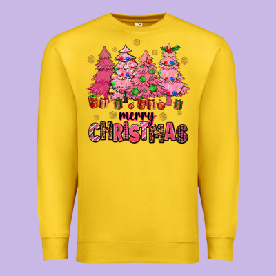 Pink Christmas Trees Premium Sweatshirt Designed By Adodesignshop