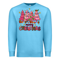 Ocean Blue pink christmas trees Premium Sweatshirt - AdoDesignShop