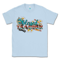 Dusty Blue blessed teacher Classic Tee - texasbilliewilder