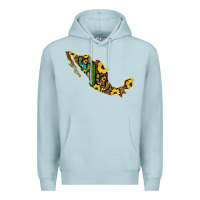 Blue Mist Guerrero Mexico Serape Cactus Sunflower Map Premium Hoodie - RanaPortraitStore