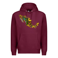 Burgundy Guerrero Mexico Serape Cactus Sunflower Map Premium Hoodie - RanaPortraitStore
