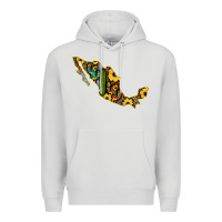 Dove Grey Guerrero Mexico Serape Cactus Sunflower Map Premium Hoodie - RanaPortraitStore
