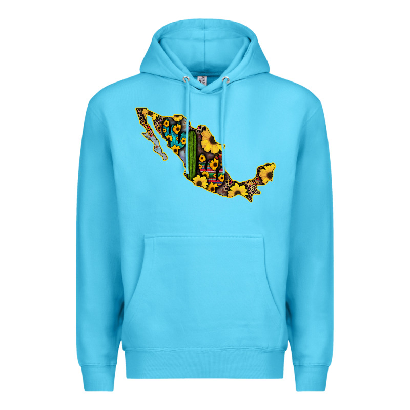 Guerrero Mexico Serape Cactus Sunflower Map Premium Hoodie by RanaPortraitStore | Teevron