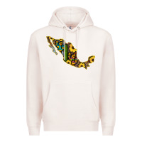 Pale Pink Guerrero Mexico Serape Cactus Sunflower Map Premium Hoodie - RanaPortraitStore
