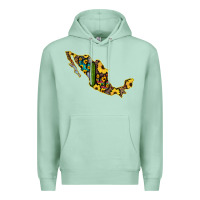 Seafoam Guerrero Mexico Serape Cactus Sunflower Map Premium Hoodie - RanaPortraitStore