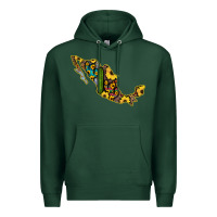 Sports Green Guerrero Mexico Serape Cactus Sunflower Map Premium Hoodie - RanaPortraitStore