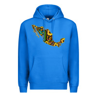 True Royal Guerrero Mexico Serape Cactus Sunflower Map Premium Hoodie - RanaPortraitStore