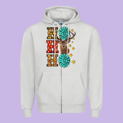 Christmas Ho Ho Ho Zipper Hoodie Designed By Ranaportraitstore