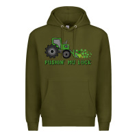 Army Green pushin' my luck Premium Hoodie - MaliasSmallBusiness
