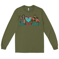 Army Green peace love cowboy Long Sleeve Tee - Zillion Design Studio