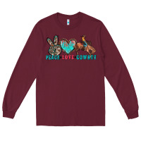 Burgundy peace love cowboy Long Sleeve Tee - Zillion Design Studio