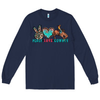 Navy peace love cowboy Long Sleeve Tee - Zillion Design Studio