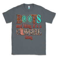 Charcoal Heather boots and bling its a cowgirl thing Classic Tee - texasbilliewilder