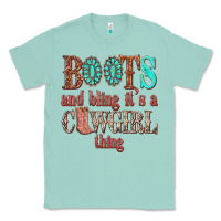Seafoam boots and bling its a cowgirl thing Classic Tee - texasbilliewilder