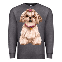 Charcoal Heather Shih Tzu Dog Design Premium Sweatshirt - JahusDesignShop