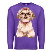 Purple Shih Tzu Dog Design Premium Sweatshirt - JahusDesignShop