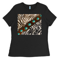 Black zebra gemstone leather Ladies Tee - BarkalooDesign