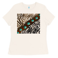 Bone zebra gemstone leather Ladies Tee - BarkalooDesign