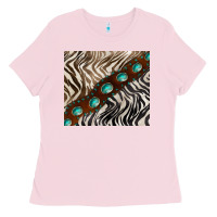 Bubblegum Pink zebra gemstone leather Ladies Tee - BarkalooDesign