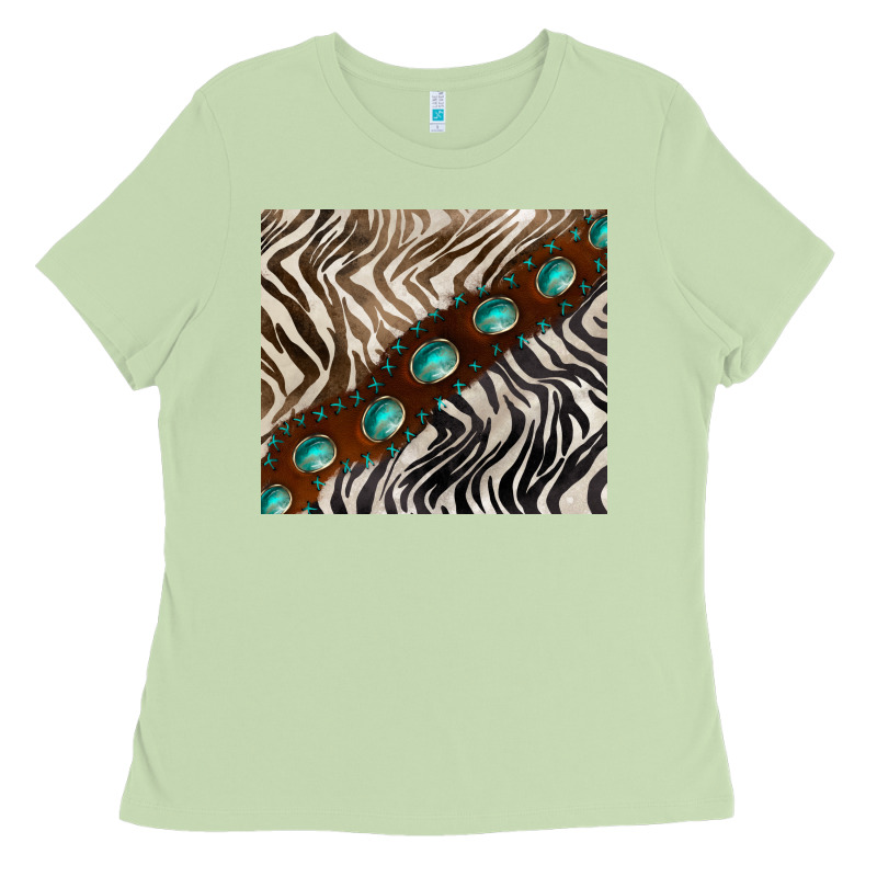 Zebra Gemstone Leather Ladies Tee by BarkalooDesign | Teevron