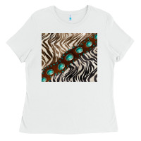 White zebra gemstone leather Ladies Tee - BarkalooDesign