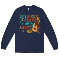 Navy just a girl who loves country music Long Sleeve Tee - Zillion Design Studio