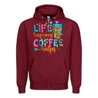 Burgundy life happens coffee helps Zipper Hoodie - Zillion Design Studio
