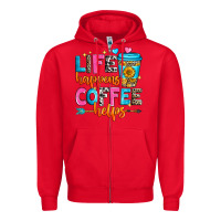 Red life happens coffee helps Zipper Hoodie - Zillion Design Studio