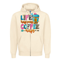 Sandshell life happens coffee helps Zipper Hoodie - Zillion Design Studio