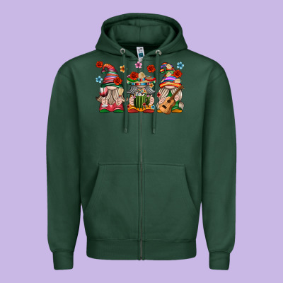 Mexican Gnomes Zipper Hoodie Designed By Texasbilliewilder