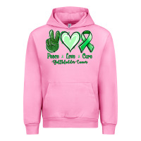 Fuchsia Pink Peace love cure Gallbladder Cancer Urban Hoodie - NancyCooperArtShop