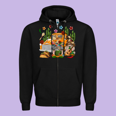 Mexican Gnome Truck Zipper Hoodie Designed By Texasbilliewilder