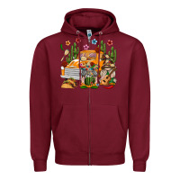 Burgundy Mexican Gnome Truck Zipper Hoodie - texasbilliewilder