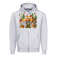 Heather Grey Mexican Gnome Truck Zipper Hoodie - texasbilliewilder