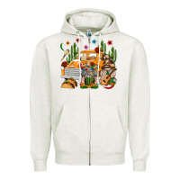 Oatmeal Heather Mexican Gnome Truck Zipper Hoodie - texasbilliewilder