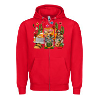 Red Mexican Gnome Truck Zipper Hoodie - texasbilliewilder