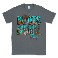 Charcoal Heather boots and bling its a cowgirl thing Classic Tee - texasbilliewilder