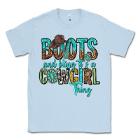 Dusty Blue boots and bling its a cowgirl thing Classic Tee - texasbilliewilder