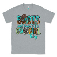 Heather Grey boots and bling its a cowgirl thing Classic Tee - texasbilliewilder