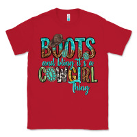 Red boots and bling its a cowgirl thing Classic Tee - texasbilliewilder