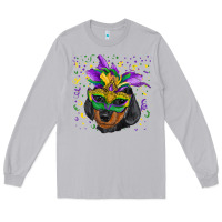 Moon Dust Mardi Gras Dachshund Puppy with Mask Long Sleeve Tee - RanaPortraitStore