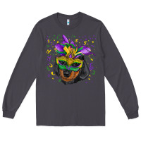Smoke Mardi Gras Dachshund Puppy with Mask Long Sleeve Tee - RanaPortraitStore