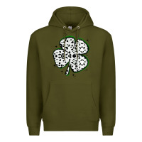 Army Green four leaf clover dalmatian print grunge Premium Hoodie - MaliasSmallBusiness