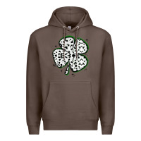 Coffee four leaf clover dalmatian print grunge Premium Hoodie - MaliasSmallBusiness